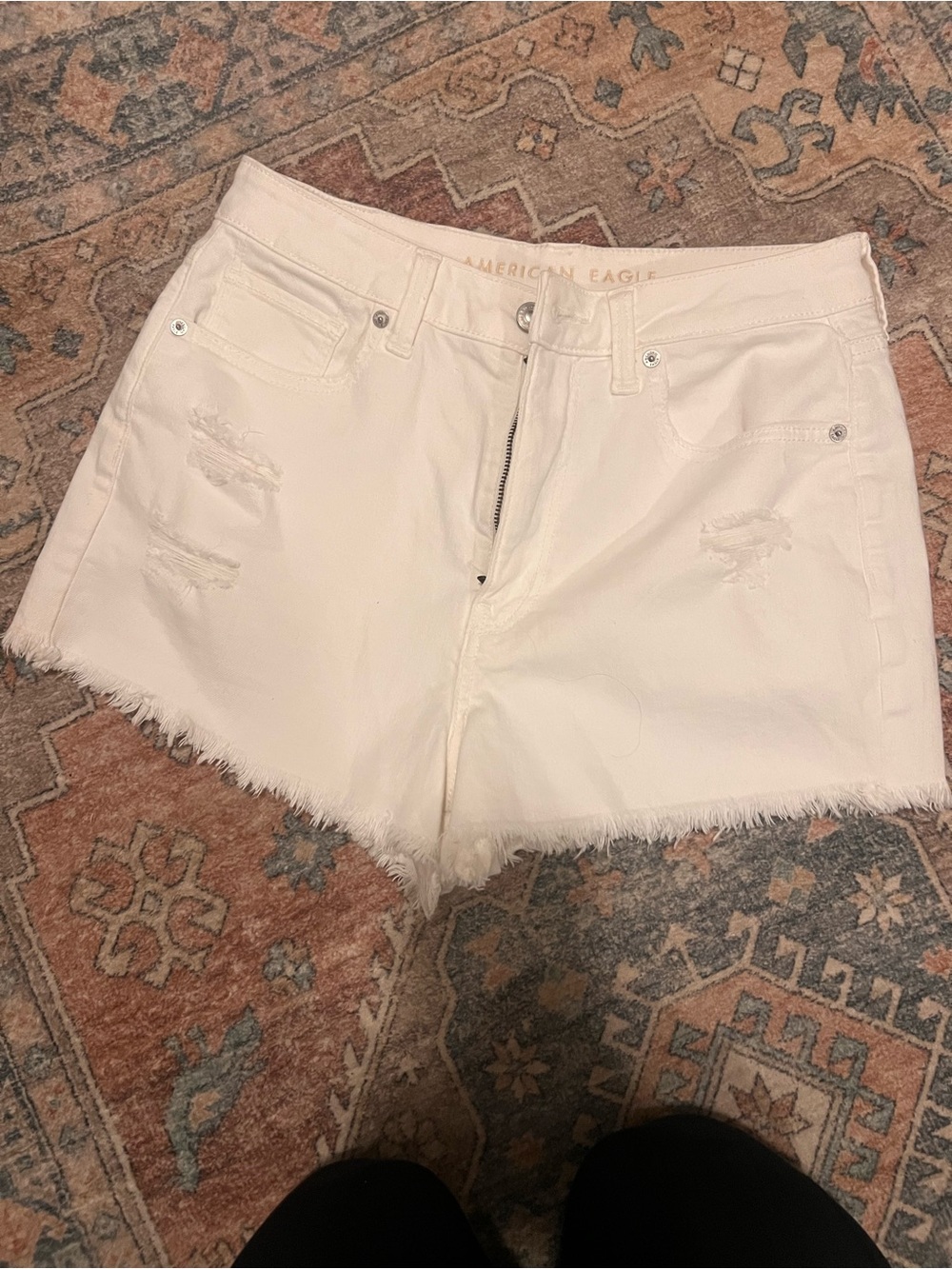 American Eagle Outfitters White Frayed Hem Jean Shorts